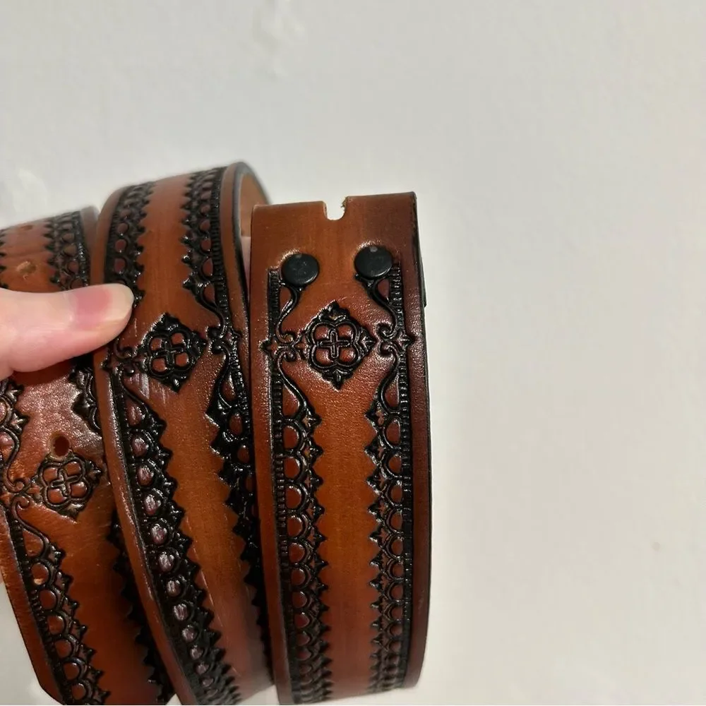 Top Grain Cowhide Brown Leather Belt 36 Western Rodeo Cowboy